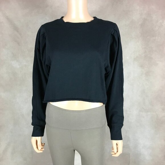 CIRCUS NY Blouson Sleeve Terry Black Sweatshirt NWT MEDIUM - Picture 2 of 10